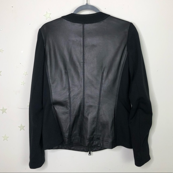𝅺Ellen Tracy leather and fabric black moto jacket - Picture 5 of 12